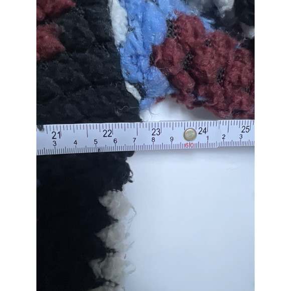 Damson Madder Granny Square Quarter Zip Fleece Pullover 8 Folkloric Artsy Afghan - Picture 2 of 10